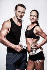 Athletic couple after fitness exercise