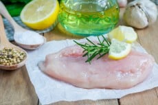 Raw chicken fillet with herbs and spices