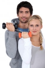 Couple working out together