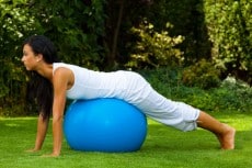 woman with exercise ball