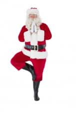 Santa claus in tree pose on white background