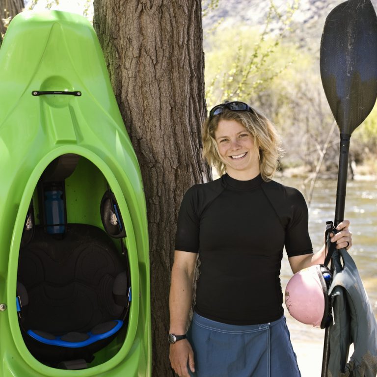 Whitewater Kayaker Standing with Gear
