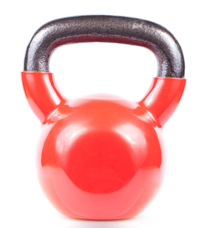 Red kettlebell isolated on white background