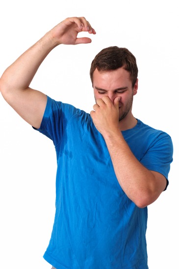 Man sweating very badly under armpit