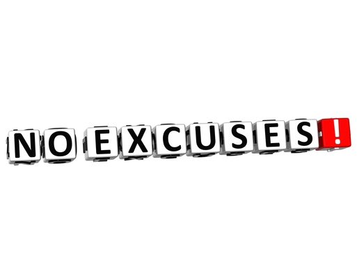 3D No Excuses! Button Click Here Block Text