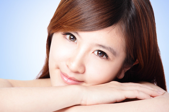 attractive woman smile face with clean skin