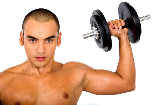 muscular man lifting weights