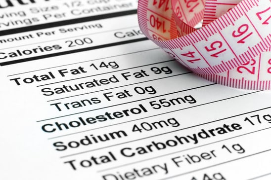 Nutrition facts and measure tape